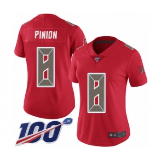 Women's Tampa Bay Buccaneers 8 Bradley Pinion Limited Red Rush Vapor Untouchable 100th Season Football Jersey