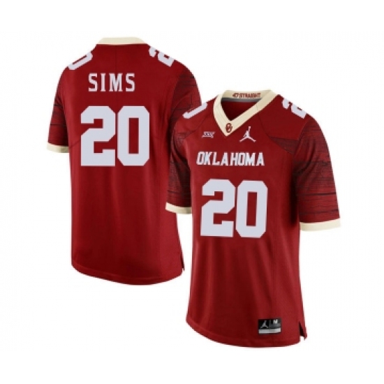 Oklahoma Sooners 20 Billy Sims Red 47 Game Winning Streak College Football Jersey