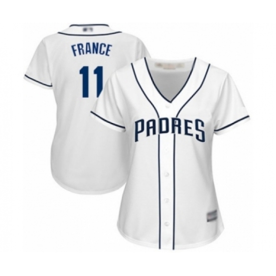 Women's San Diego Padres 11 Ty France Authentic White Home Cool Base Baseball Player Jersey