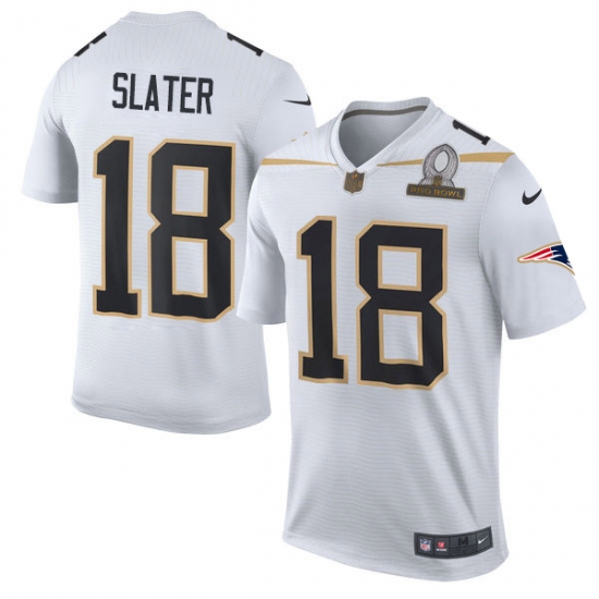 Men's Nike New England Patriots 18 Matthew Slater Elite White Team Rice 2016 Pro Bowl NFL Jersey