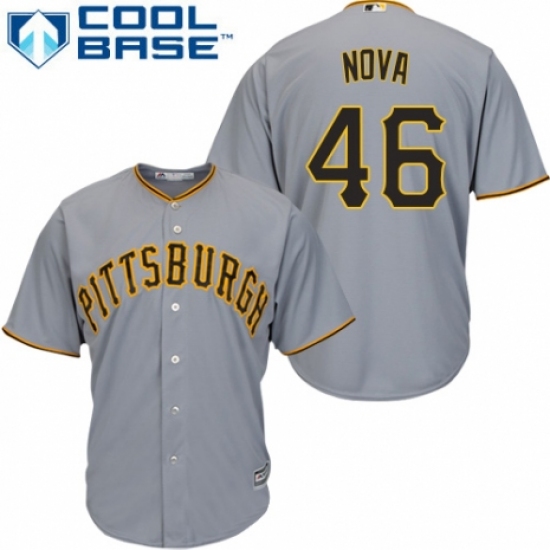 Youth Majestic Pittsburgh Pirates 46 Ivan Nova Replica Grey Road Cool Base MLB Jersey