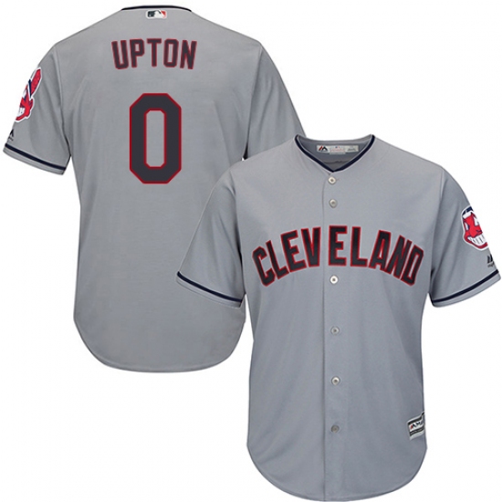 Youth Majestic Cleveland Indians 0 B.J. Upton Authentic Grey Road Cool Base MLB Jersey