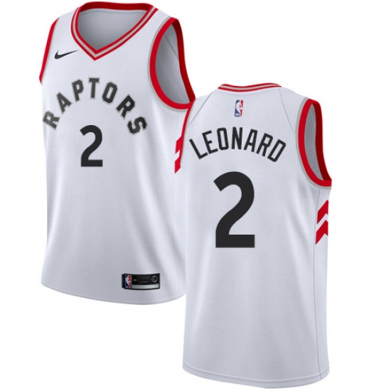 Men's Nike Toronto Raptors 2 Kawhi Leonard Swingman White NBA Jersey - Association Edition