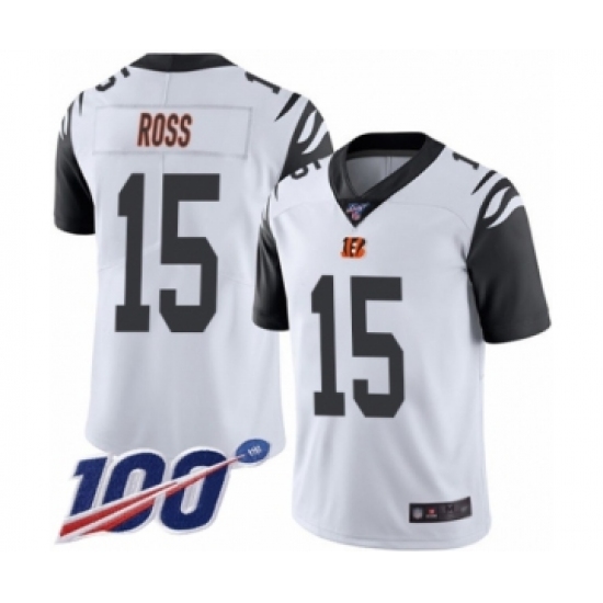 Men's Cincinnati Bengals 15 John Ross Limited White Rush Vapor Untouchable 100th Season Football Jersey