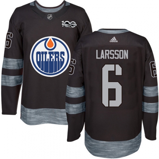 Men's Adidas Edmonton Oilers 6 Adam Larsson Authentic Black 1917-2017 100th Anniversary NHL Jersey