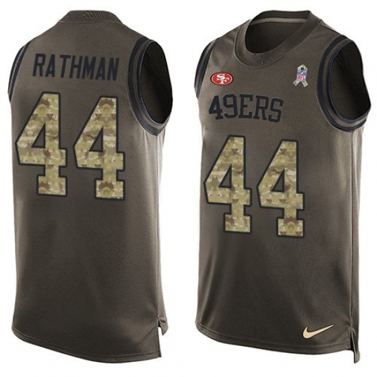 Men's Nike San Francisco 49ers 44 Tom Rathman Limited Green Salute to Service Tank Top NFL Jersey