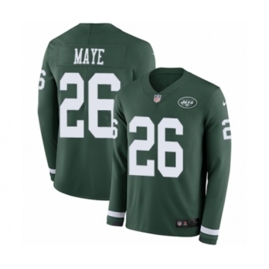 Youth Nike New York Jets 26 Marcus Maye Limited Green Therma Long Sleeve NFL Jersey