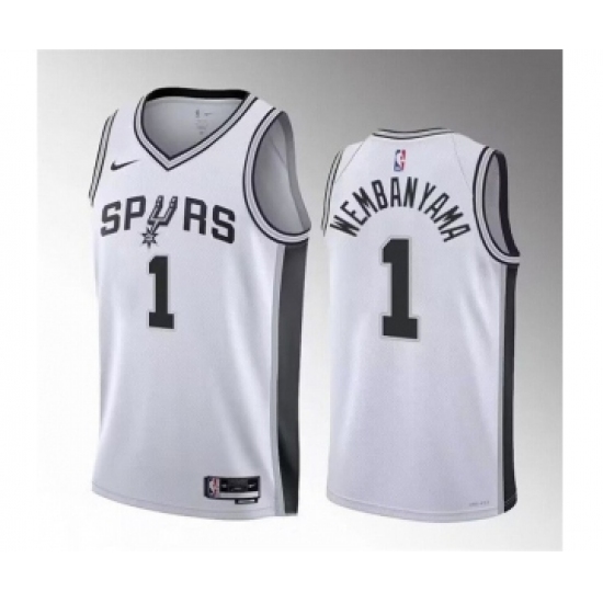 Men's San Antonio Spurs 1 Victor Wembanyama White 2022-23 Association Edition Stitched Basketball Jerseys