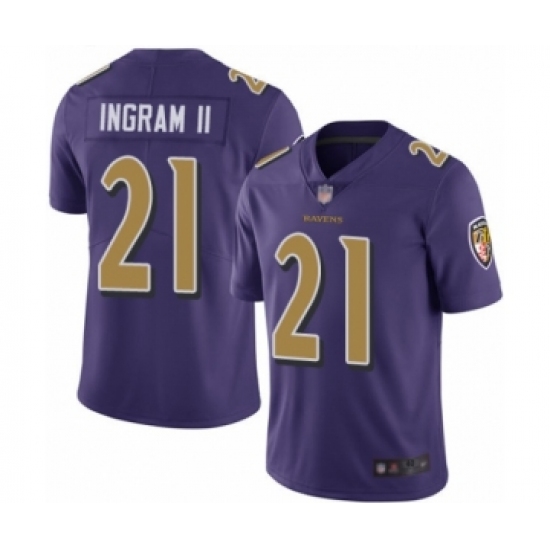 Men's Baltimore Ravens 21 Mark Ingram II Limited Purple Rush Vapor Untouchable Football Jersey