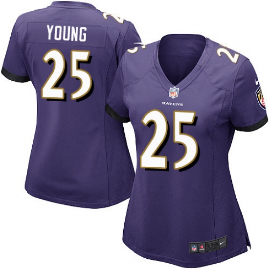 Women's Nike Baltimore Ravens 25 Tavon Young Game Purple Team Color NFL Jersey
