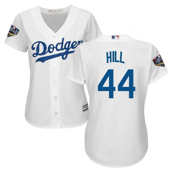 Women's Majestic Los Angeles Dodgers 44 Rich Hill Authentic White Home Cool Base 2018 World Series MLB Jersey