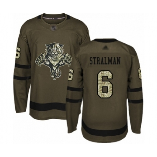 Men's Florida Panthers 6 Anton Stralman Authentic Green Salute to Service Hockey Jersey