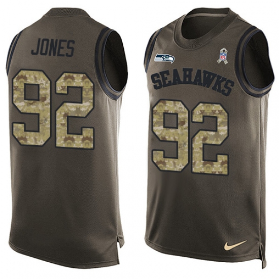 Men's Nike Seattle Seahawks 92 Nazair Jones Limited Green Salute to Service Tank Top NFL Jersey