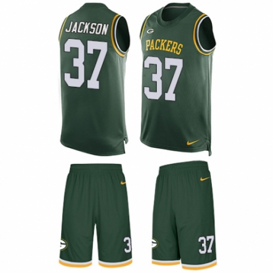 Men's Nike Green Bay Packers 37 Josh Jackson Limited Green Tank Top Suit NFL Jersey
