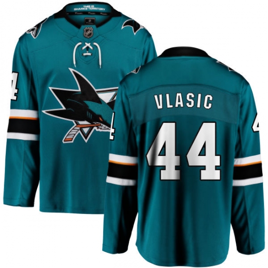 Youth San Jose Sharks 44 Marc-Edouard Vlasic Fanatics Branded Teal Green Home Breakaway NHL Jersey