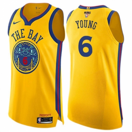 Youth Nike Golden State Warriors 6 Nick Young Swingman Gold 2018 NBA Finals Bound NBA Jersey - City Edition