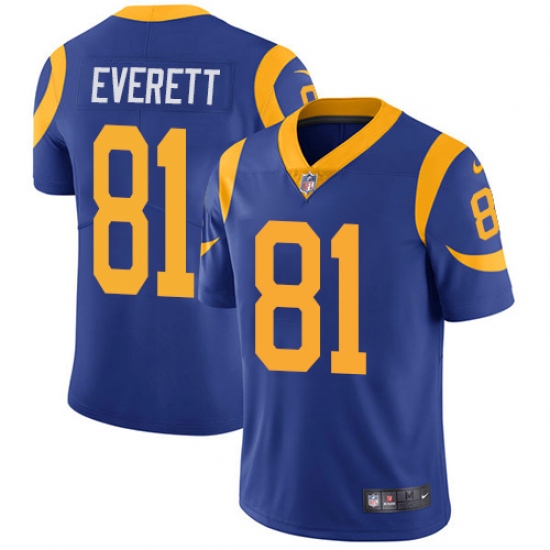 Men's Nike Los Angeles Rams 81 Gerald Everett Royal Blue Alternate Vapor Untouchable Limited Player NFL Jersey