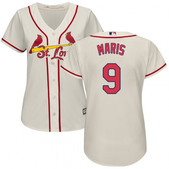 Women's Majestic St. Louis Cardinals 9 Roger Maris Authentic Cream Alternate Cool Base MLB Jersey