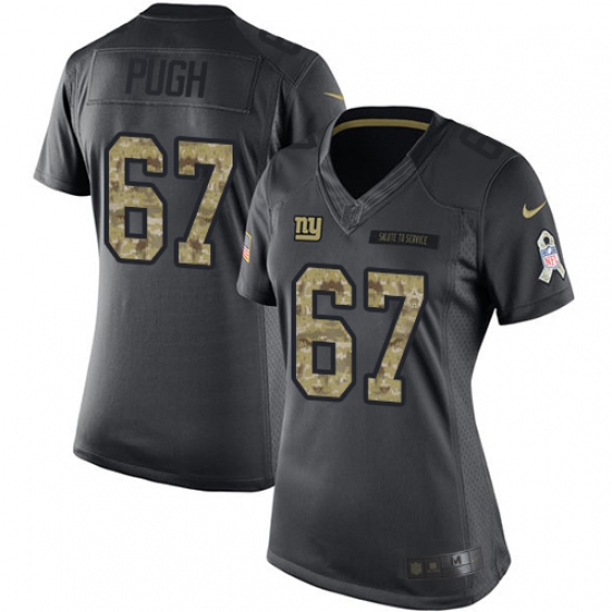 Women's Nike New York Giants 67 Justin Pugh Limited Black 2016 Salute to Service NFL Jersey