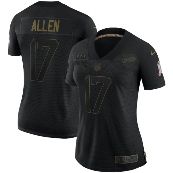 Women's Buffalo Bills 17 Josh Allen Black Nike 2020 Salute To Service Limited Jersey
