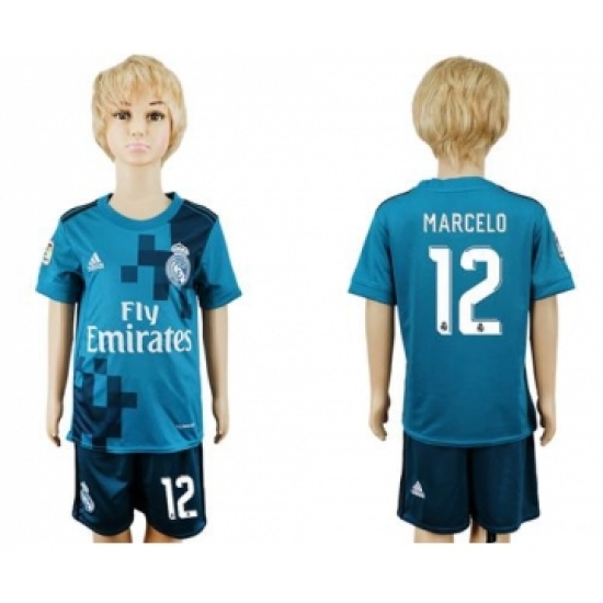 Real Madrid 12 Marcelo Sec Away Kid Soccer Club Jersey