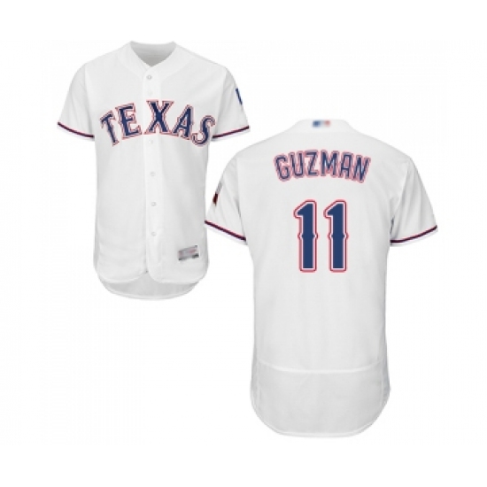 Men's Texas Rangers 11 Ronald Guzman White Home Flex Base Authentic Collection Baseball Jersey