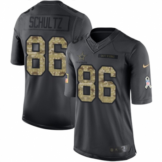 Youth Nike Dallas Cowboys 86 Dalton Schultz Limited Black 2016 Salute to Service NFL Jersey