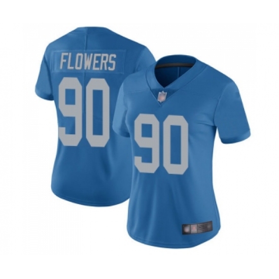 Women's Detroit Lions 90 Trey Flowers Blue Alternate Vapor Untouchable Limited Player Football Jersey