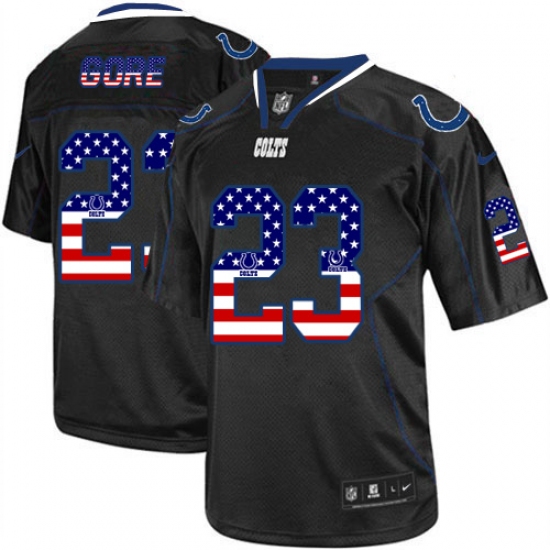 Men's Nike Indianapolis Colts 23 Frank Gore Elite Black USA Flag Fashion NFL Jersey
