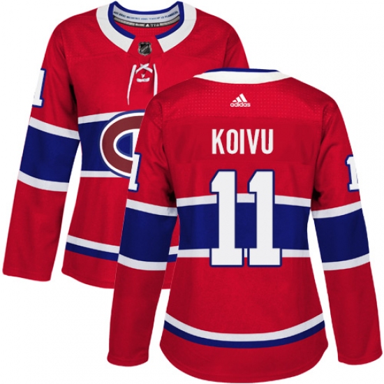 Women's Adidas Montreal Canadiens 11 Saku Koivu Authentic Red Home NHL Jersey