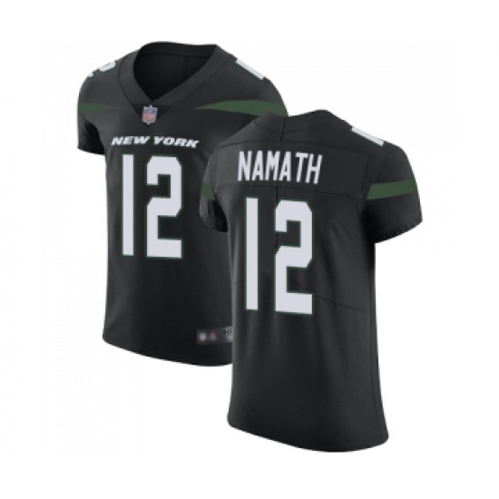 Men's New York Jets 12 Joe Namath Black Alternate Vapor Untouchable Elite Player Football Jersey