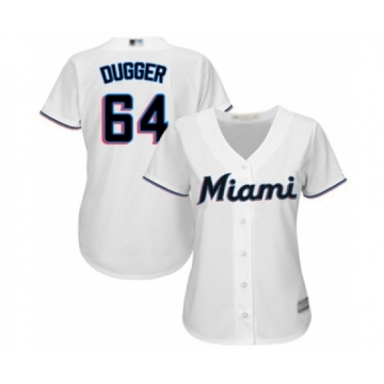 Women's Miami Marlins 64 Robert Dugger Authentic White Home Cool Base Baseball Player Jersey