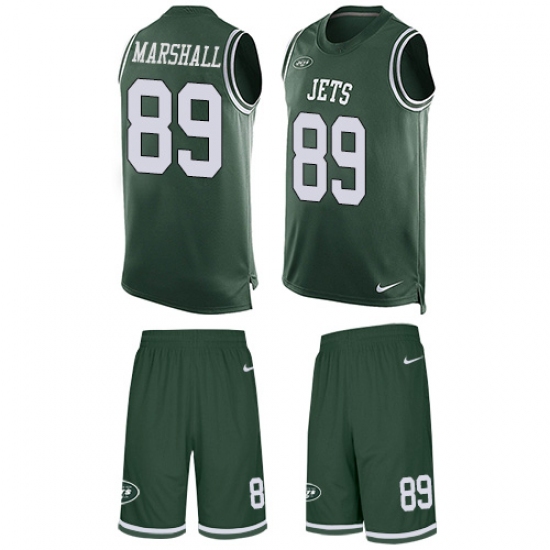 Men's Nike New York Jets 89 Jalin Marshall Limited Green Tank Top Suit NFL Jersey