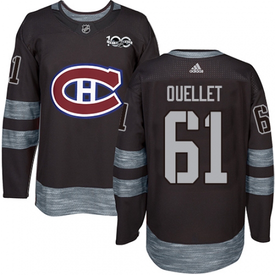 Men's Adidas Montreal Canadiens 61 Xavier Ouellet Authentic Black 1917-2017 100th Anniversary NHL Jersey