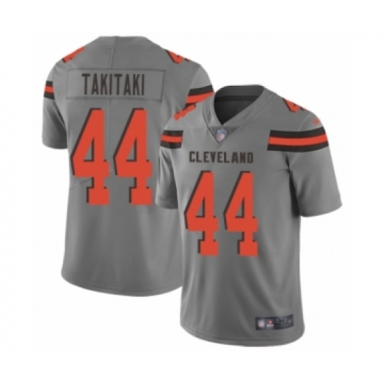Women's Cleveland Browns 44 Sione Takitaki Limited Gray Inverted Legend Football Jersey