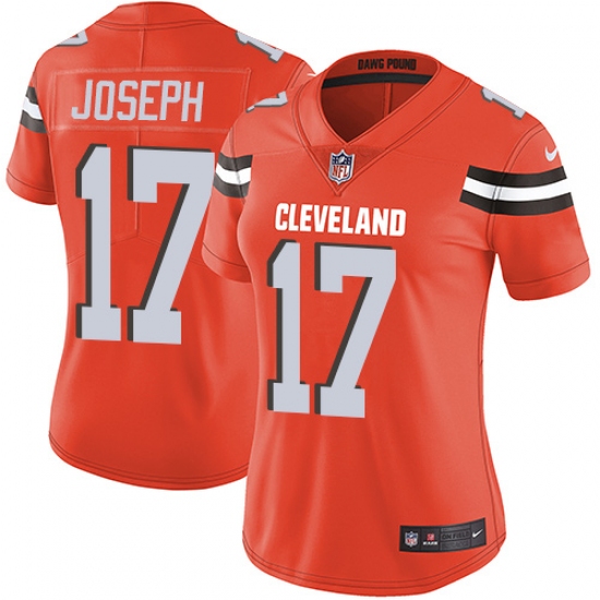Women's Nike Cleveland Browns 17 Greg Joseph Orange Alternate Vapor Untouchable Limited Player NFL Jersey