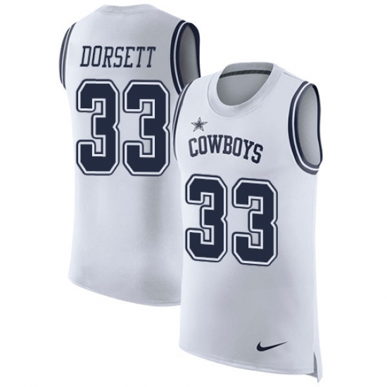 Men's Nike Dallas Cowboys 33 Tony Dorsett Limited White Rush Player Name & Number Tank Top NFL Jersey