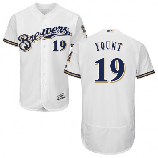 Men's Majestic Milwaukee Brewers 19 Robin Yount White Alternate Flex Base Authentic Collection MLB Jersey