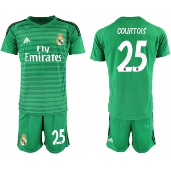 Real Madrid 25 Courtois Green Goalkeeper Soccer Club Jersey