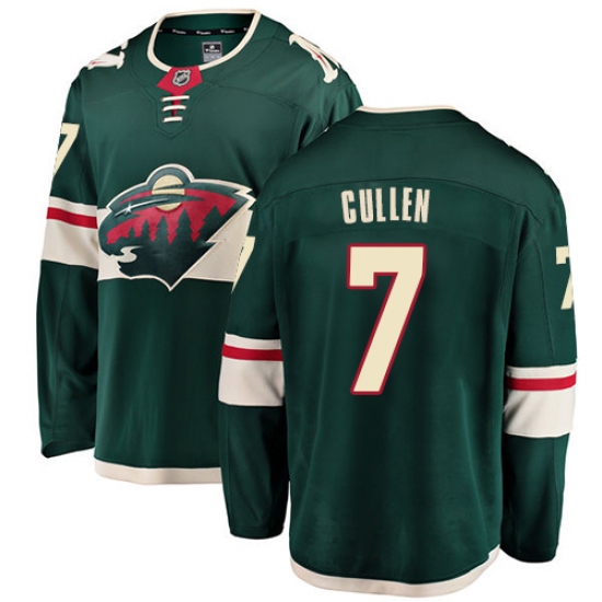 Men's Minnesota Wild 7 Matt Cullen Authentic Green Home Fanatics Branded Breakaway NHL Jersey