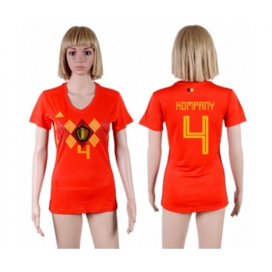 Women's Belgium 4 Kompany Red Home Soccer Country Jersey