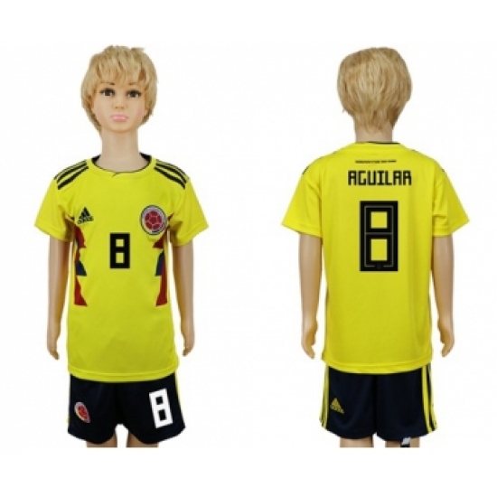 Colombia 8 Aguilar Home Kid Soccer Country Jersey