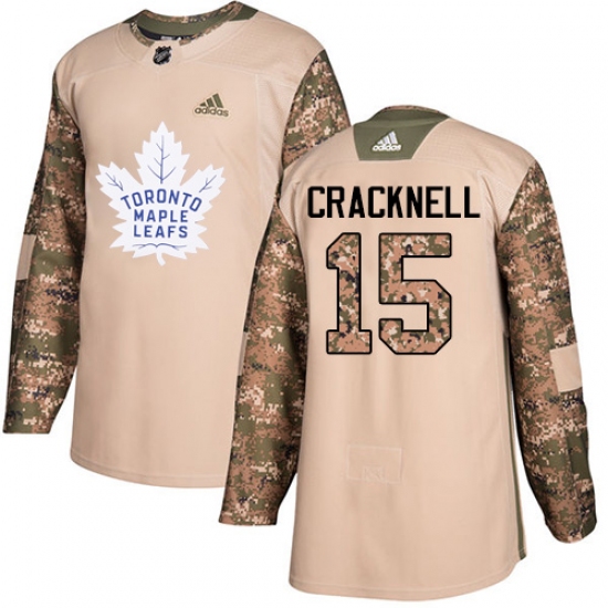 Men's Adidas Toronto Maple Leafs 15 Adam Cracknell Authentic Camo Veterans Day Practice NHL Jersey