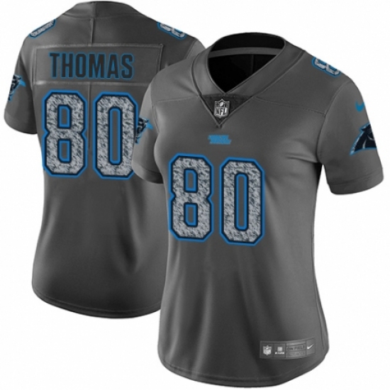 Women's Nike Carolina Panthers 80 Ian Thomas Gray Static Vapor Untouchable Limited NFL Jersey