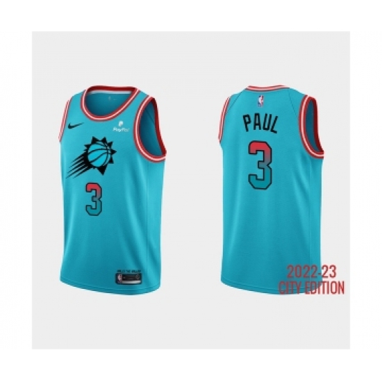 Men's Phoenix Suns 3 Chris Paul 2022-23 Blue City Edition Stitched Basketball Jersey
