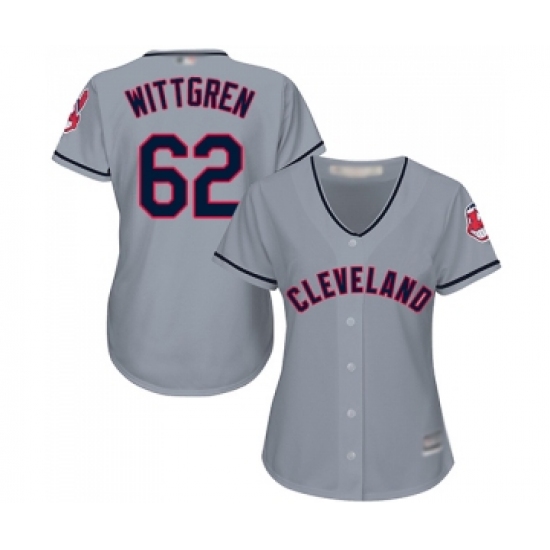 Women's Cleveland Indians 62 Nick Wittgren Replica Grey Road Cool Base Baseball Jersey