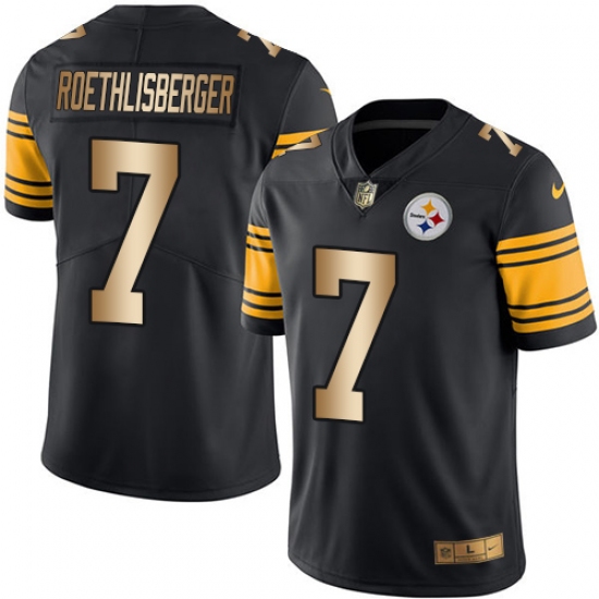 Men's Nike Pittsburgh Steelers 7 Ben Roethlisberger Limited Black/Gold Rush NFL Jersey