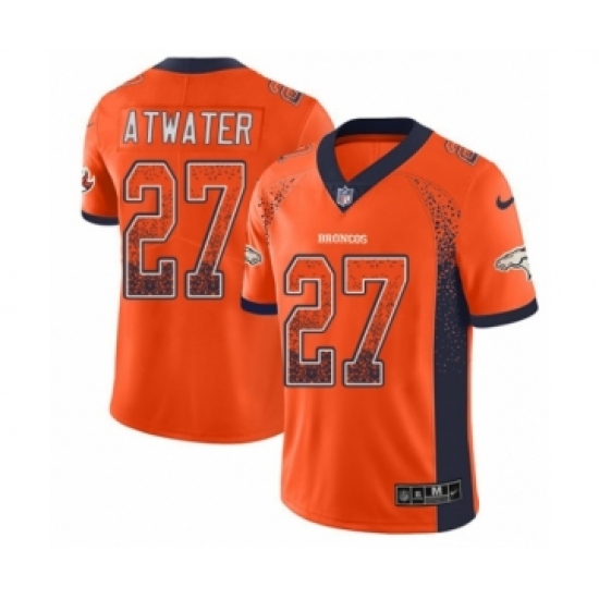 Men's Nike Denver Broncos 27 Steve Atwater Limited Orange Rush Drift Fashion NFL Jersey