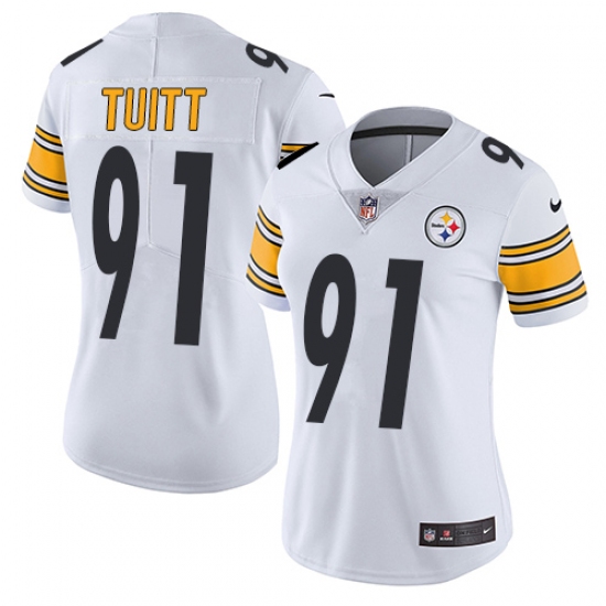 Women's Nike Pittsburgh Steelers 91 Stephon Tuitt White Vapor Untouchable Limited Player NFL Jersey