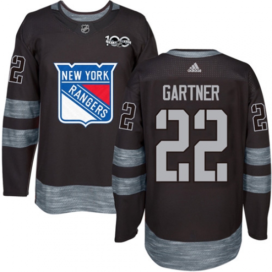 Men's Adidas New York Rangers 22 Mike Gartner Premier Black 1917-2017 100th Anniversary NHL Jersey